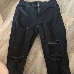 SHEIN Black Distressed Pants